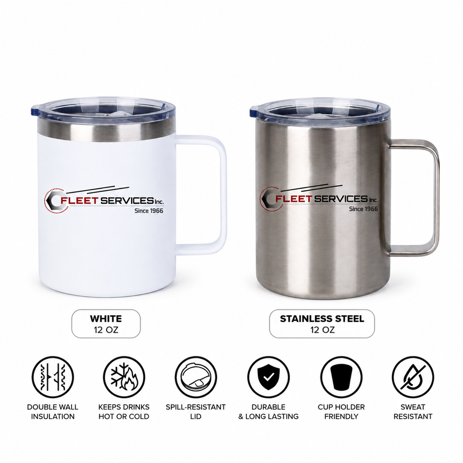 Fleet Services 12 OZ Double Walled Coffee Tumbler Mug With Dual Logos