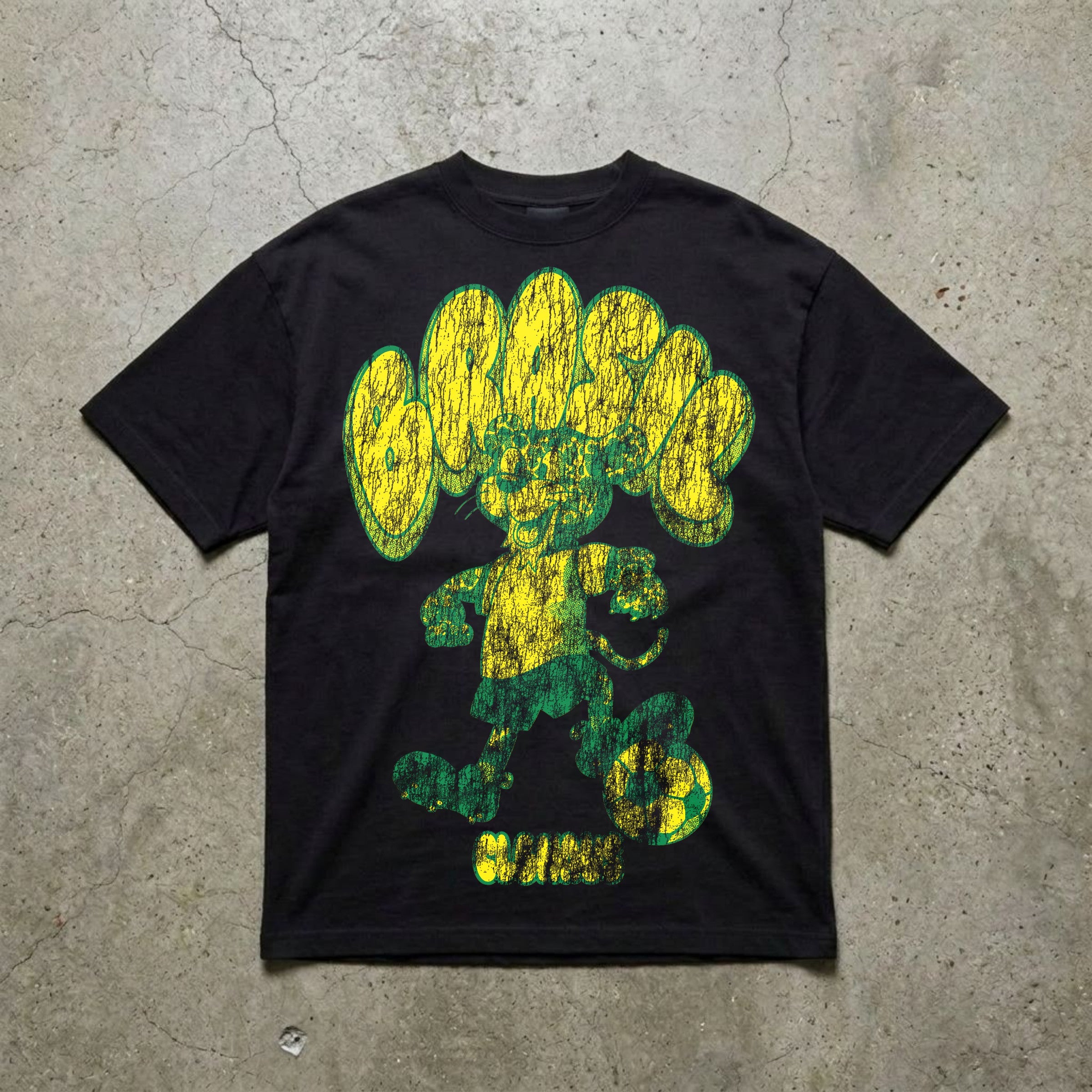 Brazilian World Cup Vintage Washed Black Tee